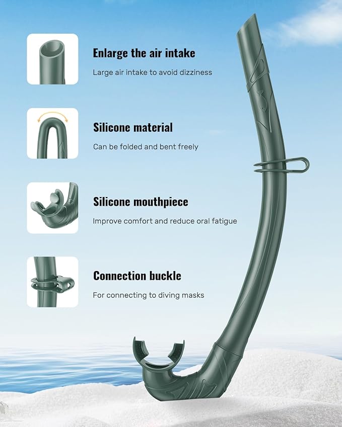 W WSTOO Adults Diving Snorkel Breathing Tube Silicone Flexible Foldable Snorkel Anti-Drop for Freediving Swim Training,Diving and Scuba Diving,Easy to Carry for Travel-StrideForce Fitness