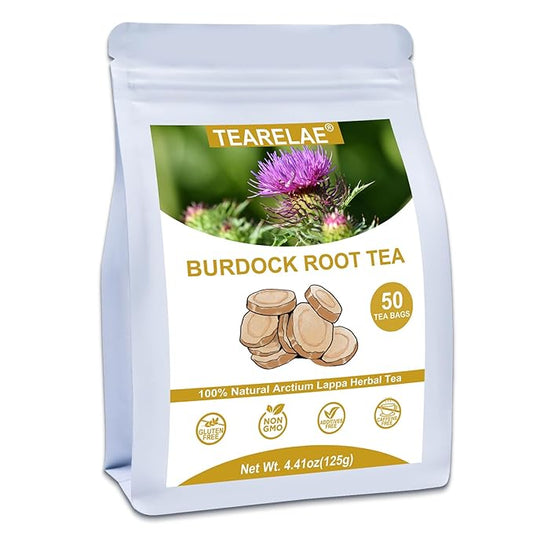 TEARELAE - Burdock Root Tea - 2.5g x 50 Count Burdock Root Tea Bags - Premium Natural Burdock Root - Premium Arctium Lappa Herbal Tea - Caffeine-Free, Non-GMO-StrideForce Fitness