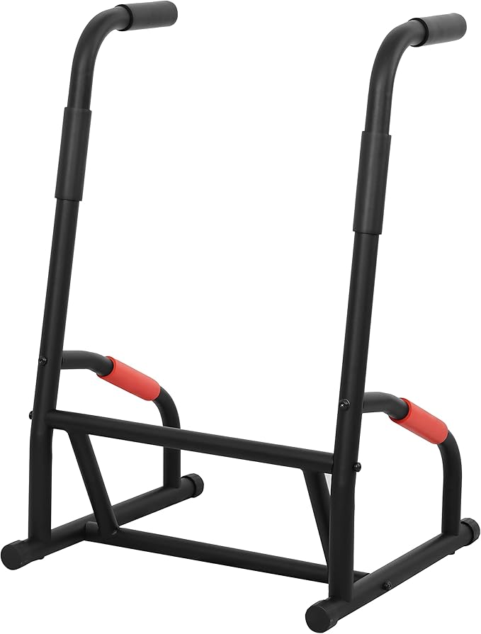 Sunny Health & Fitness Power Tower, Dip Bar, Push-Up & Pull Up Assisting Parallette Station w Optional Rock Climbing Grip Trainer-StrideForce Fitness