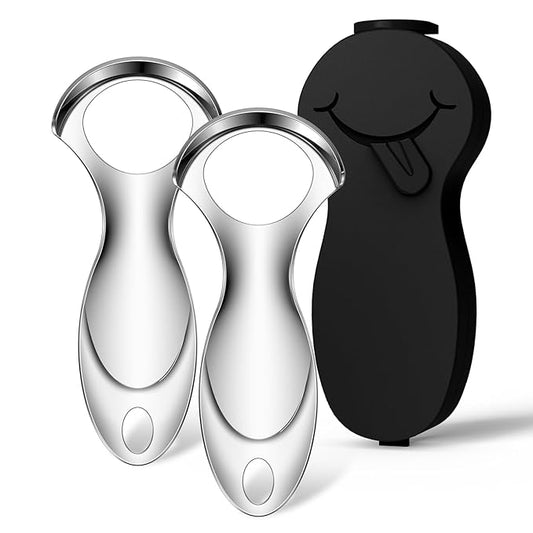 RONAVO Tongue Scraper for Adults, Metal Tongue Cleaner (2024) Tongue Coating Removal Bad Breath Care, Tongue Scraper with Black Carrying Case for Travel & Business Trips, Portable Storage