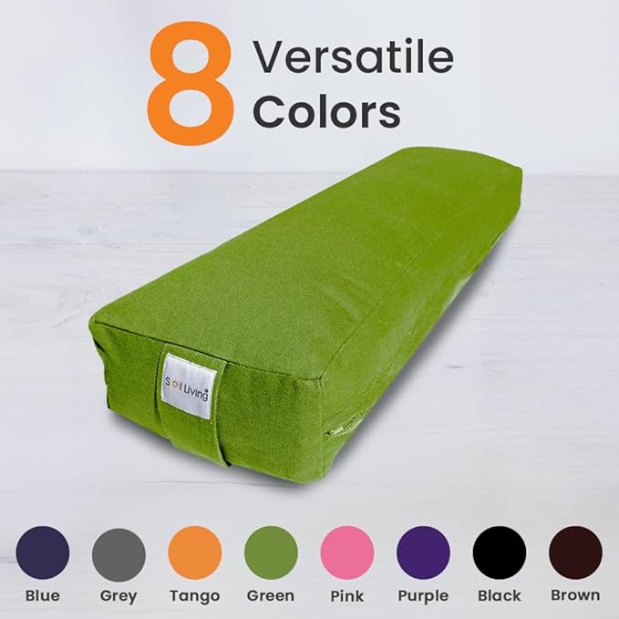 Sol Living Yoga Bolster Pillow Rectangular Meditation Cushion Cotton Meditation Accessories for Restorative Yoga Meditation Pillow Yoga Pillow Firm Body Pillow Bolster Pillow for Legs Removable Cover-StrideForce Fitness