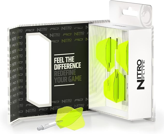 RED DRAGON Darts – Nitro Flite Integrated Flight & Shaft System – No.2 Shape and Design - Available in Short, Intermediate & Medium - Available in Variety of Colours - Professional Darts Accessories-StrideForce Fitness