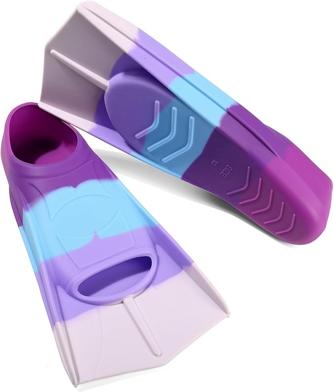 Kids Swim Fins,Short Kids Fins Youth Swimming Flippers for Lap Swimming Training for Children Girls Boys Beginners-StrideForce Fitness