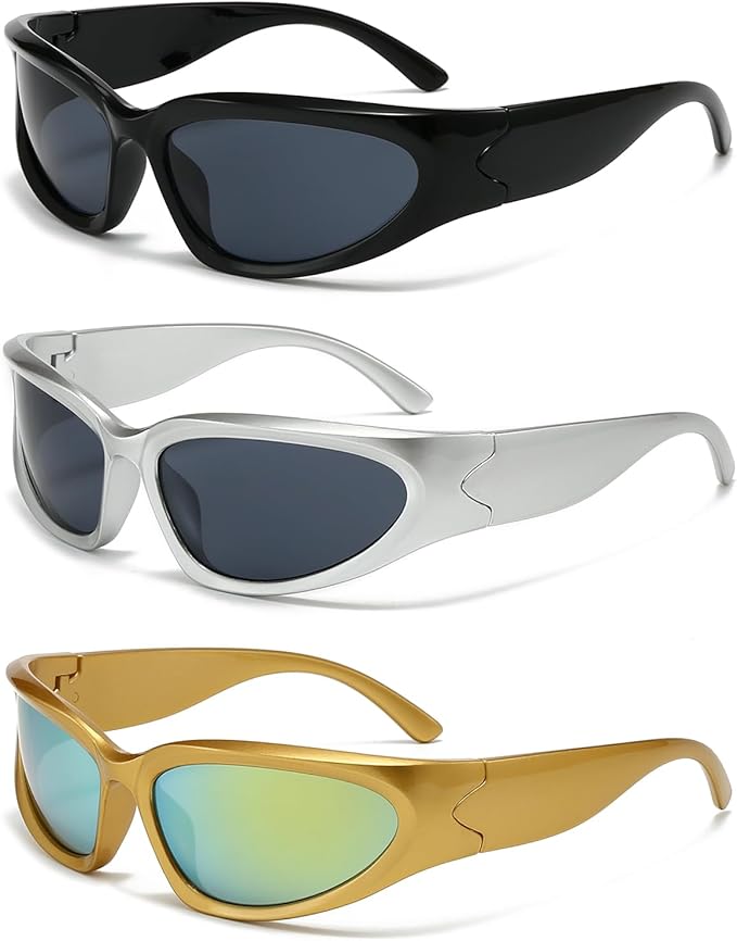 SOAR&EAGLE Y2K 3Pack Polarized sunglasses Wrap Around Men's Women's sunglasses Fashion Sport Shades Sun Glasses-StrideForce Fitness