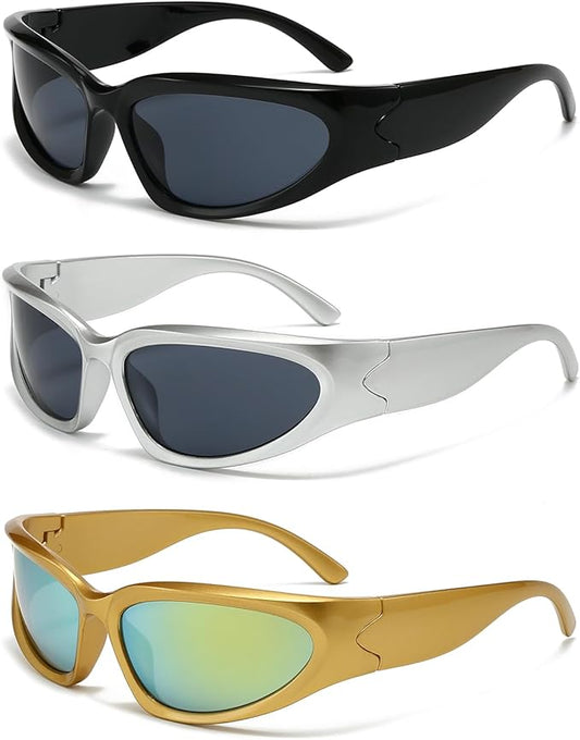 SOAR&EAGLE Y2K 3Pack Polarized sunglasses Wrap Around Men's Women's sunglasses Fashion Sport Shades Sun Glasses-StrideForce Fitness
