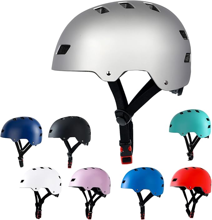 Bike Helmet 3 Sizes for Teenager Kids Youth Adults,Bavilk Skateboard Helmet Adjustable Multi-Sport Bicycle Cycling Scooter Roller Skate Inline Skating Rollerblading for Girls Boys Women Men Teen-StrideForce Fitness