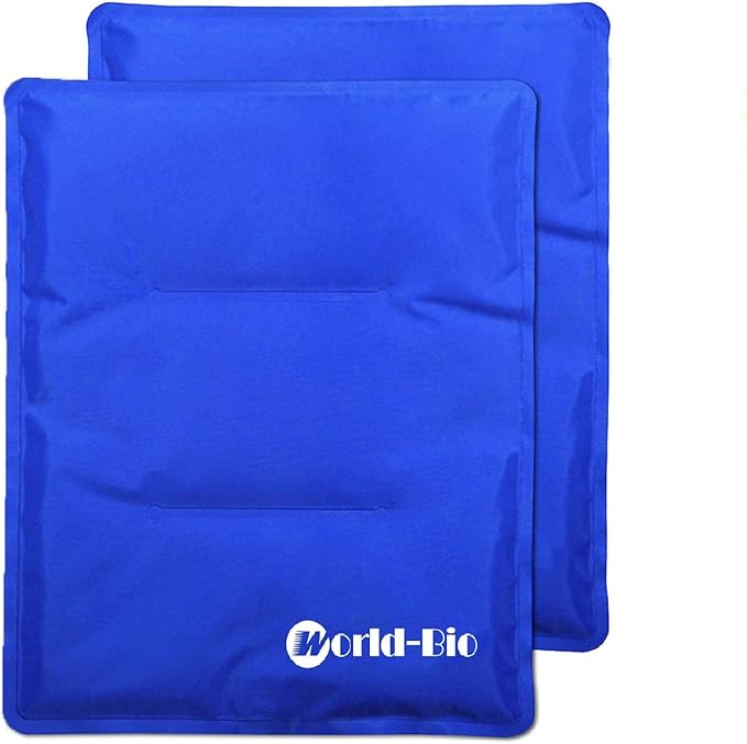 WORLD-BIO Large Flexible Hip Ice Pack 2 packs for Injuries, Hot & Cold Therapy Pad for Shoulder, Back, Knee, Leg, Thigh, Soothing Pain from Bruises & Sprains, Muscle Aches, Stiff Joint, 11" x 14" Blue-StrideForce Fitness
