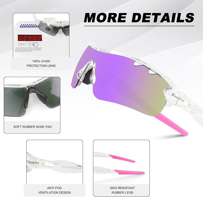 BangLong Polarized Sports Sunglasses Cycling Sun Glasses for Men Women with 5 Interchangeable Lenes for Running Baseball Golf-StrideForce Fitness