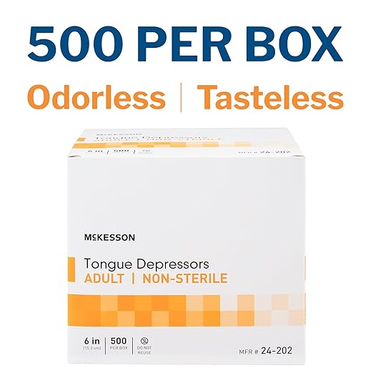 McKesson Tongue Depressors [500 Count] Adult Size, Non-Sterile, Wood, Unflavored, Splinter-Free, 6 in – Use for Medical, Arts, Crafts, Spa