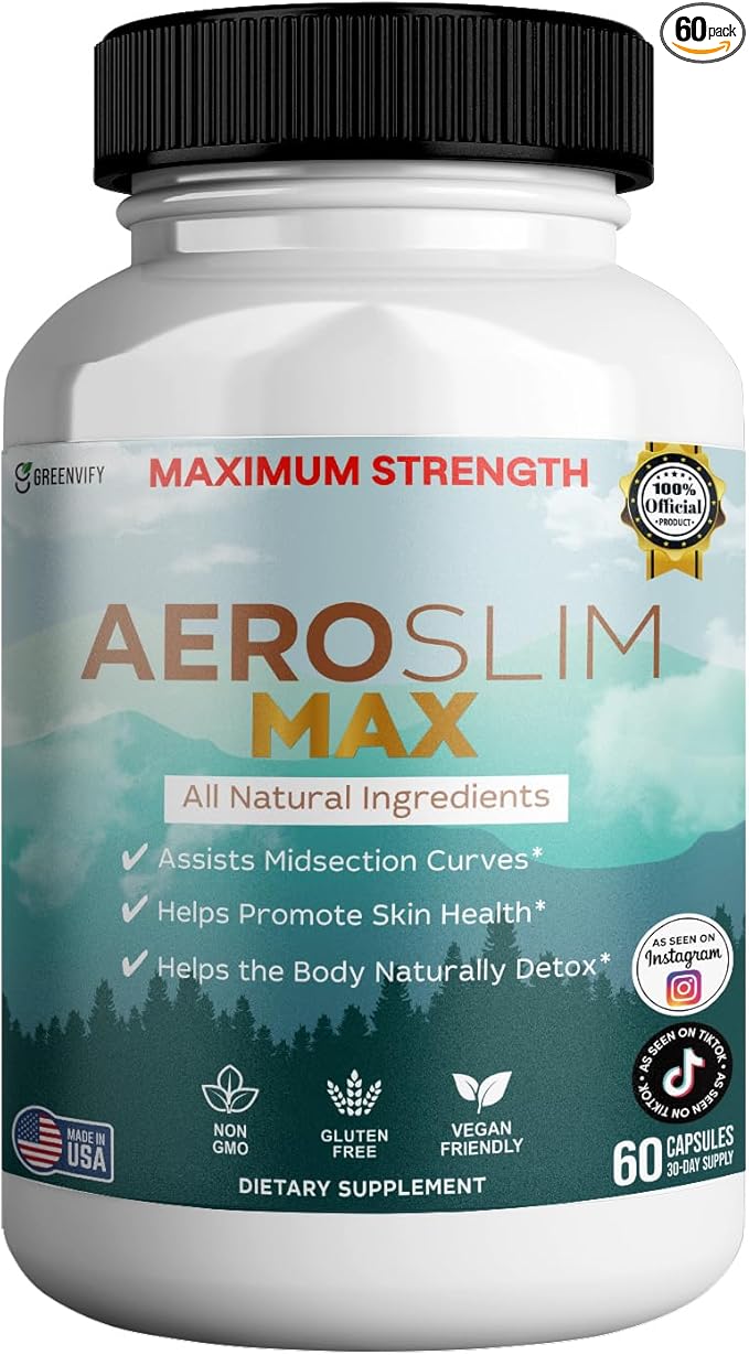 Aeroslim Max Natural Dietary Supplement, 60 Capsules, Maximum Strength, Vegan, Gluten Free, Non-GMO, Made in USA (1)-StrideForce Fitness