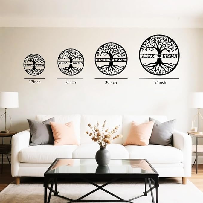 Personalized Tree of Life Metal Name Sign | Custom Metal Signs | Family Wall Art | Wedding Gift & Anniversary | Indoor Decor Gift for Women, Men, Wife, Parents, Couple-StrideForce Fitness