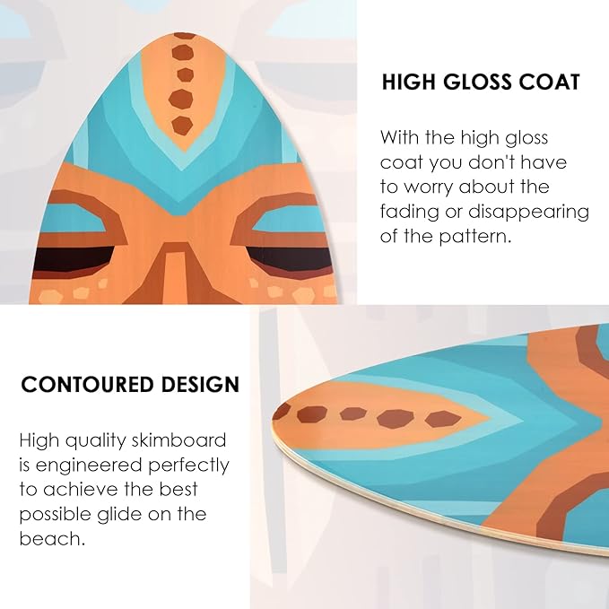 seething 35 Inch Skimboard with High Gloss Coat Wood Skim Board for Beginners,Kids, Teenagers, Adults and All Skimming-StrideForce Fitness