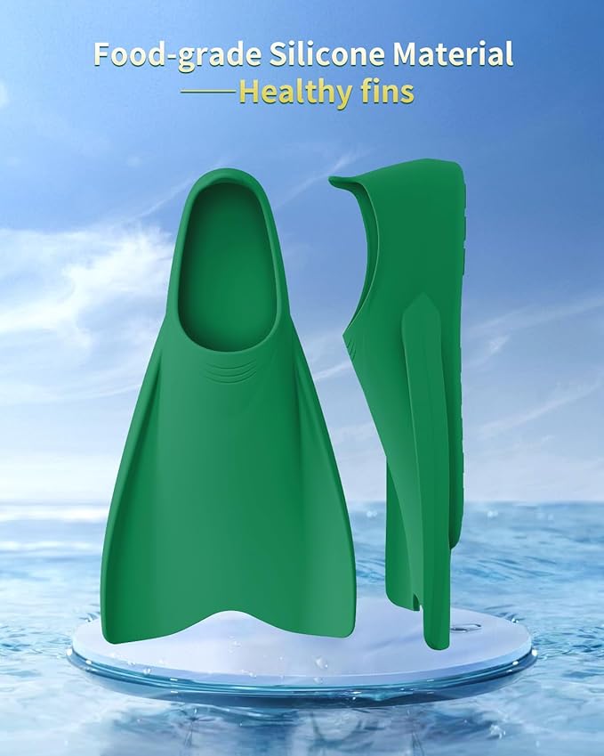 W WSTOO Streamlined Swimming Fins,Training Short Flippers,Silicone Swimming Flippers for Kids Adults Men and Women for Swimming Snorkeling and Diving-StrideForce Fitness