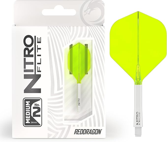 RED DRAGON Darts – Nitro Flite Integrated Flight & Shaft System – No.2 Shape and Design - Available in Short, Intermediate & Medium - Available in Variety of Colours - Professional Darts Accessories-StrideForce Fitness