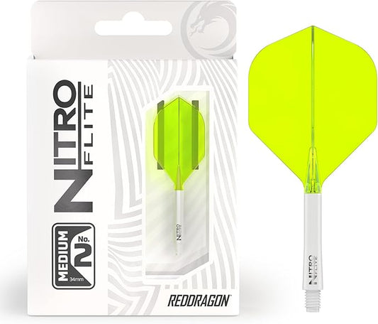 RED DRAGON Darts – Nitro Flite Integrated Flight & Shaft System – No.2 Shape and Design - Available in Short, Intermediate & Medium - Available in Variety of Colours - Professional Darts Accessories-StrideForce Fitness