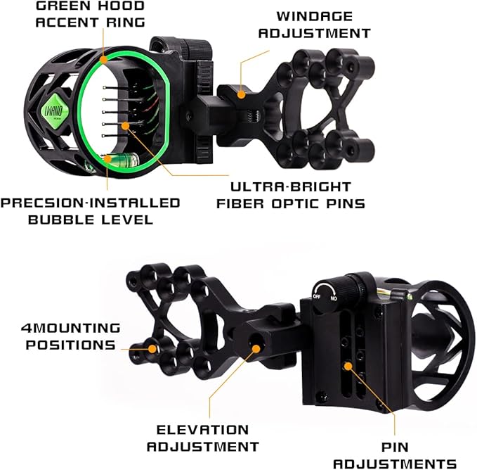 LWANO 5 Pin Bow Sight with Rheostat Light and Reversible Mount Design-StrideForce Fitness