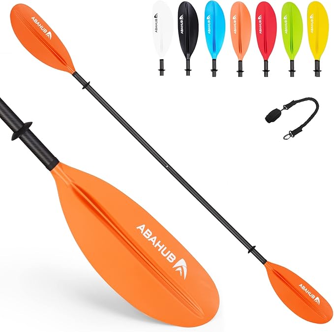 Abahub 1 x Carbon Kayak Paddles, 90.5 Inches Kayaking Oars for Boating, Canoeing with Free Paddle Leash, Carbon Fiber Shaft Black/Blue/Green/Orange/Yellow/White/Red Plastic Blades-StrideForce Fitness