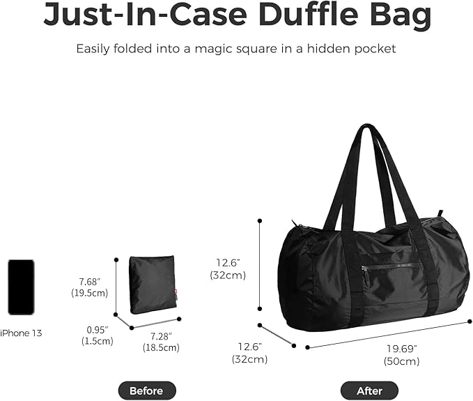 pack all Lightweight Travel Duffel Bag, Water-Resistant Sports Gym Bag, 32L Foldable Weekender Bag for Fitness, Hiking and Camping (Black)-StrideForce Fitness