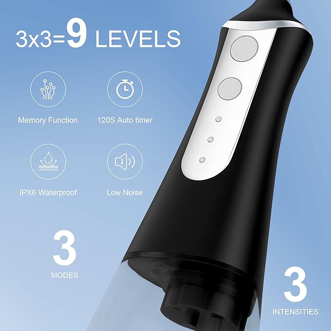 Electric Water Flosser Water Flosser Portable Dental Flosser Oral Cleaning (L10 Black)