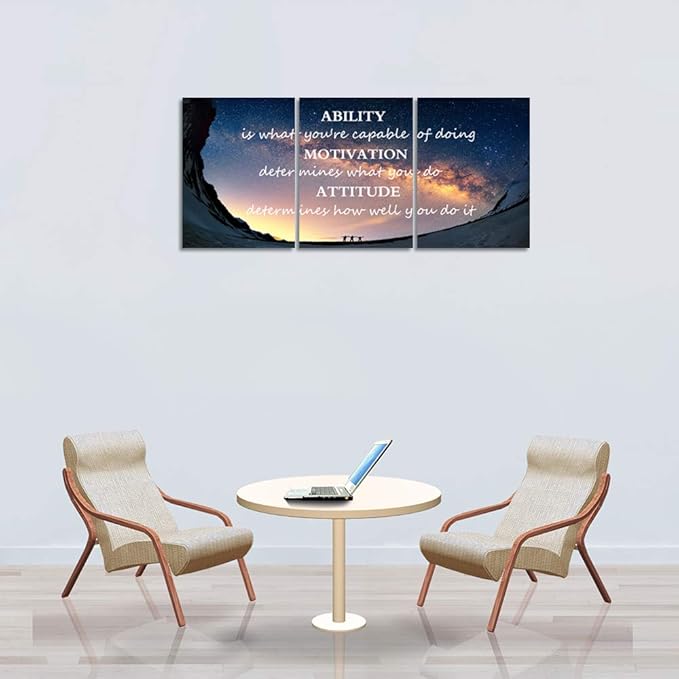 3 Panels Successful Inspirational Posters Quotes Wall Art Ability Modern Motivational Painting Picture Prints on Canvas Artwork Motto for Office Bedroom Decor Living Room Home Decor (16”Hx36”W)-StrideForce Fitness