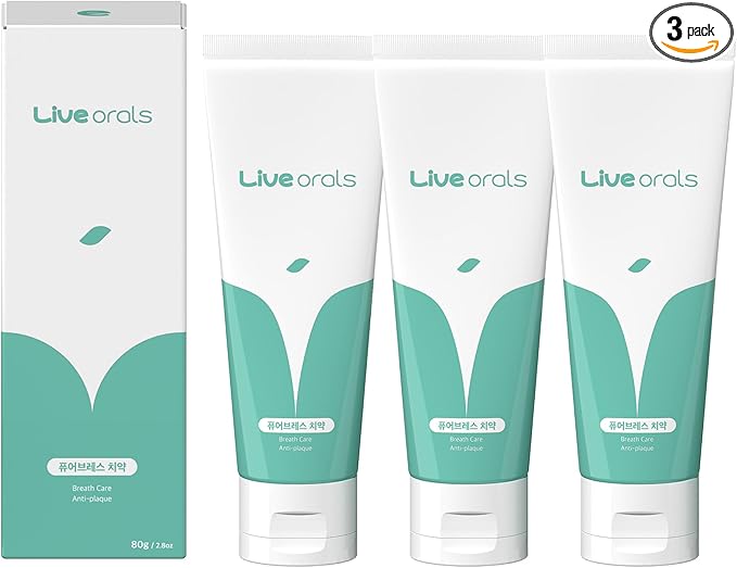 Live Orals PureBreath Toothpaste 80g (Pack of 3) - Fluoride-Free, Odor Neutralizing, Enamel Strengthening, Gentle Cleaning, Mint Fresh, Naturally Derived Ingredients, Sensitive Teeth Friendly