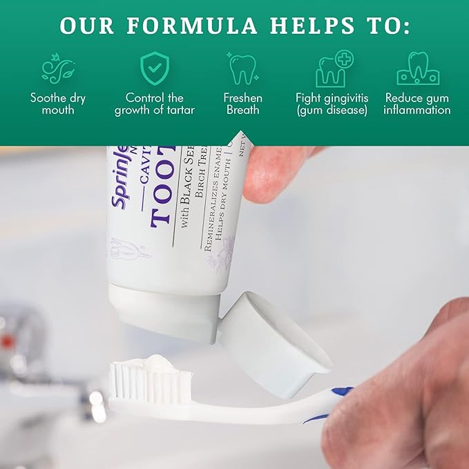 SprinJene Natural Sensitivity Relief Toothpaste – Fluoride Toothpaste for Sensitive Teeth & Cavity Protection – SLS Free with Patented Black Seed Oil & Zinc – Made in The USA (4 Pack)