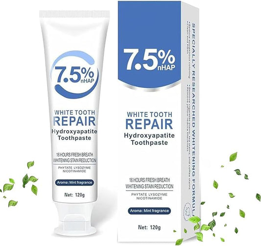 7.5% Hydroxyapatite Toothpaste 2 Pack, Nano Hydroxyapatite Toothpaste Protects Enamel and Strengthens Teeth, Cleans and Cares for Oral Health, Promotes Freshens Breath,8.46oz