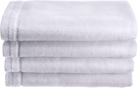 Creative Scents 100% Cotton Velour Fingertip Towels - 4 Pack 11 by 18 Inch – Decorative, Extra Absorbent and Soft Face Towel, Ideal for Bathroom and Powder Room (White)-StrideForce Fitness