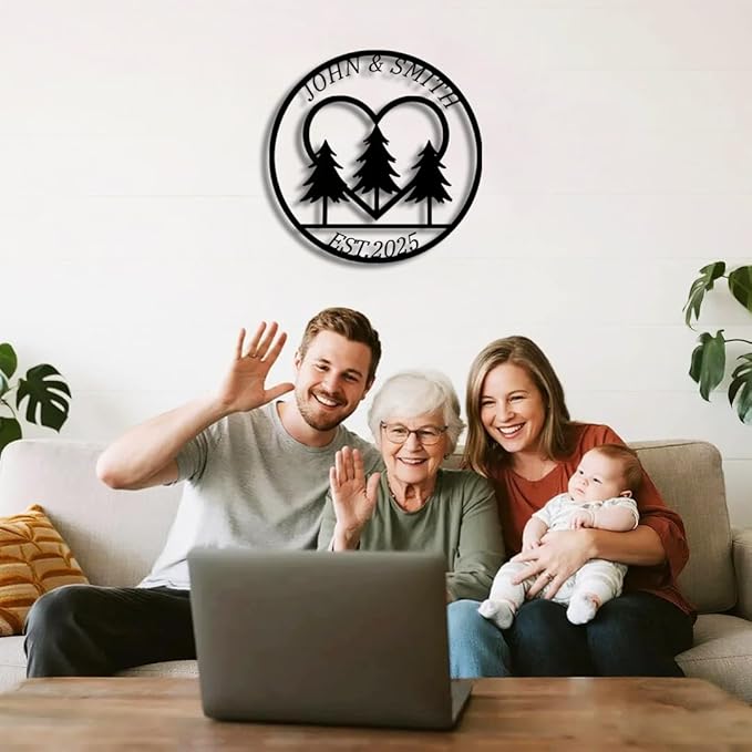 Custom Metal Sign with Pine Trees | Personalized Couple Love Metal Signs | Wedding Gift | Indoor Decor Gift for Women, Men, Wife, Parents, Couple-StrideForce Fitness