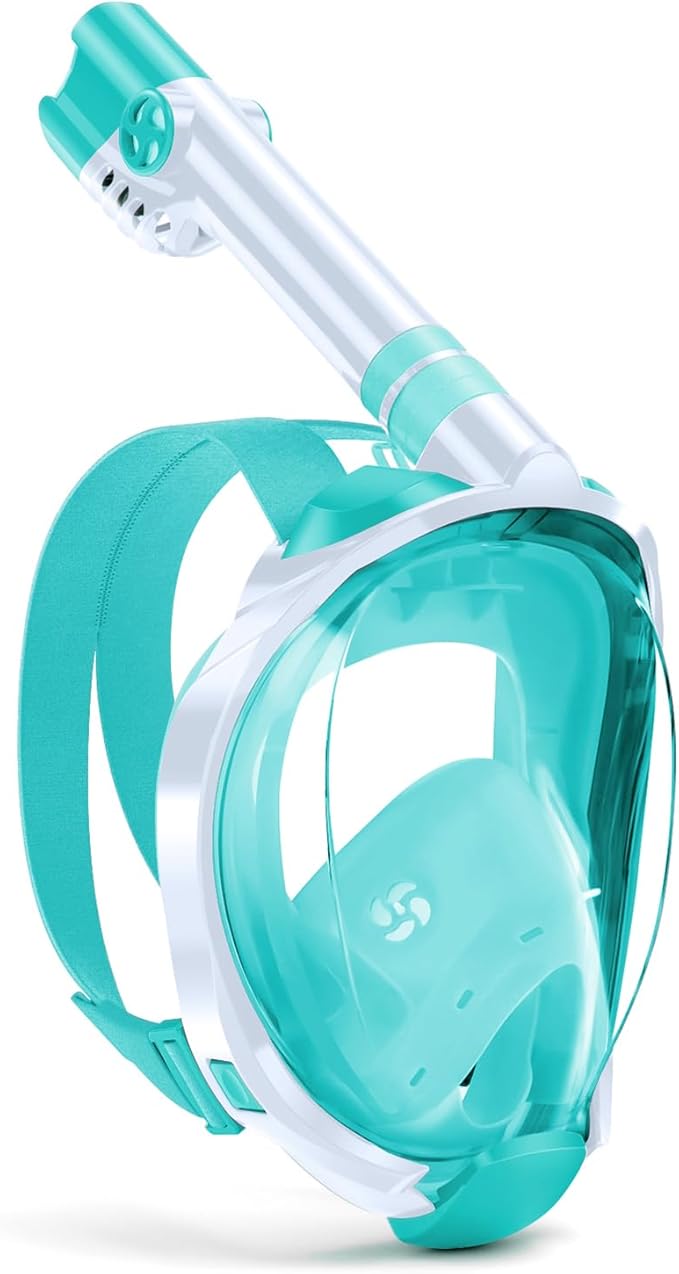 W WSTOO Kids Full Face Snorkel Masks,Suitable for Beginners Dry Top Snorkeling Gear,Can Your Mouth or Nose to Breathe,180 Degrees Panoramic View,Anti-Fog Anti-Leak,Summer Travel and Vacationing Gifts-StrideForce Fitness