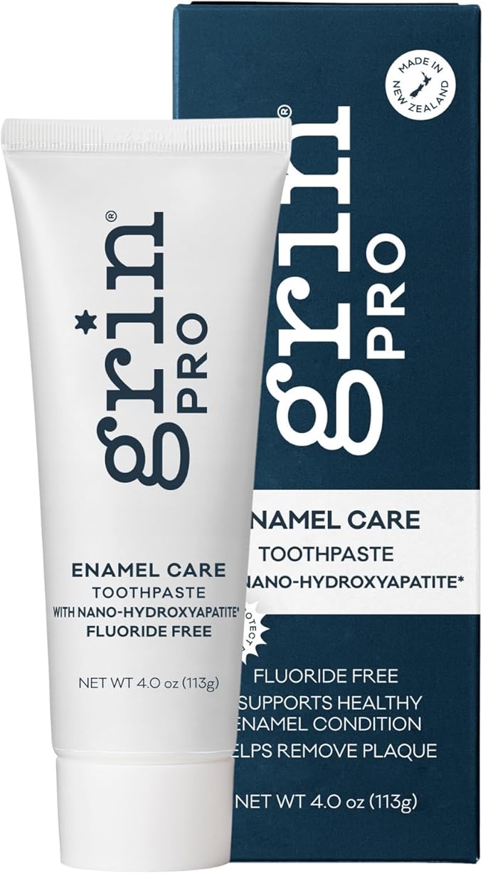 Grin Pro Enamel Care Nano-Hydroxyapatite Toothpaste, Fluoride Free, Designed for Sensitive Teeth, Helps Remineralize, 4 oz, Natural Ingredients, New Zealand Manufactured