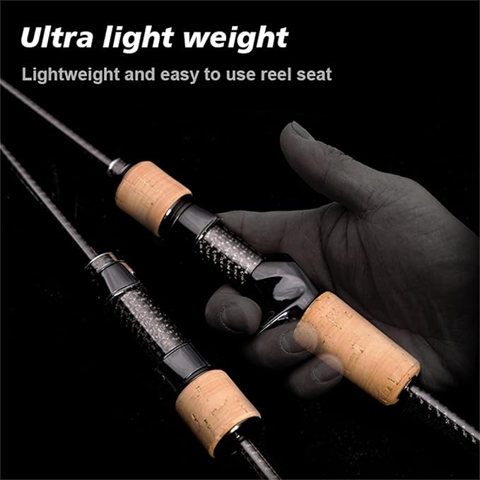 PURELURE Titanium-T Ultralight Fishing Rod Spinning & Casting for Trout Panfish, Carbon Fiber BFS Rod 2Pcs, Titanium Tip & Guides, Cork Handle, 5-6ft Stream Rod XUL Power, Fast/Moderate Fast Action-StrideForce Fitness