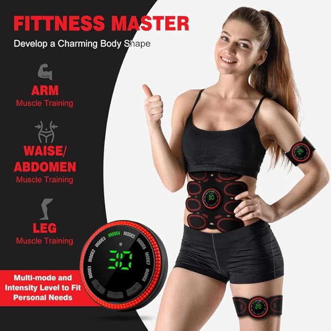 Electronic Muscle Stimulator, Abs Stimulator Muscle Toner, Ab Machine Trainer USB Rechargeable Gear for All Body, Fitness Strength Training Workout Equipment for Men and Women H9-StrideForce Fitness