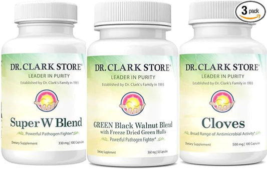 Dr. Clark Store Intestine Support & Cleanse Kit - with Freeze-Dried Green Black Walnut Hulls, Wormwood, and Cloves-Helps Maintain Optimum Intestinal Function-StrideForce Fitness