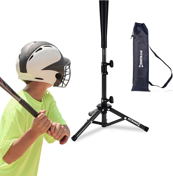 Baseball Softball Tee for Kids Toddles 3-10 Years Batting Hitting Tee T Ball Set Stand for Baseball Trainer Easy Adjustable Height 20.5''-29.5''Portable w/Carry Bag for Indoor Outdoor-StrideForce Fitness