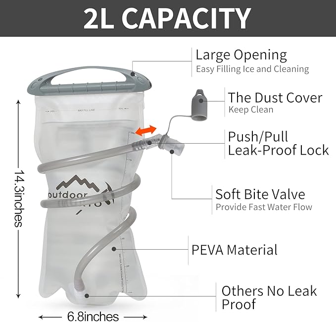 Hydration Pack Backpack, Lightweight Water Backpack with 2L Leakproof Hydration Bladder Daypack for Men Women,Running Hydration Vest for Outdoor Trail-StrideForce Fitness