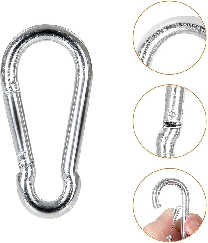 Spring Snap Hooks M5 M6 M8 M10 Carabiner Heavy Duty Carabiner Clips Galvanized Steel Quick Links Caribiniers Hammocks Hooks for Camping Hiking Outdoor Swing Pet Leash Gym-StrideForce Fitness