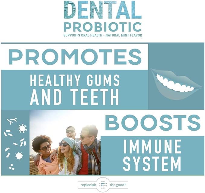 Dental Oral Probiotic, 60 Chewable Tablets - Supplements w/BLIS K12 & M18 - Bad Breath Treatment for Adults - Boosts Oral Health - Fights Halitosis, Tooth Decay, Strep Throat (Mint Flavor)