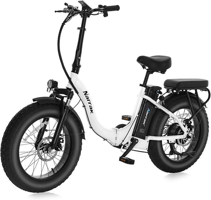 Fat Tire Folding Electric Bike, 48V & 624Wh Lithium Removable Battery, Peak 1100W Brushless Motor, Max Speed 28Mph, M5 Large LCD Display, Suspension, Step-Over/Thru Frame-StrideForce Fitness
