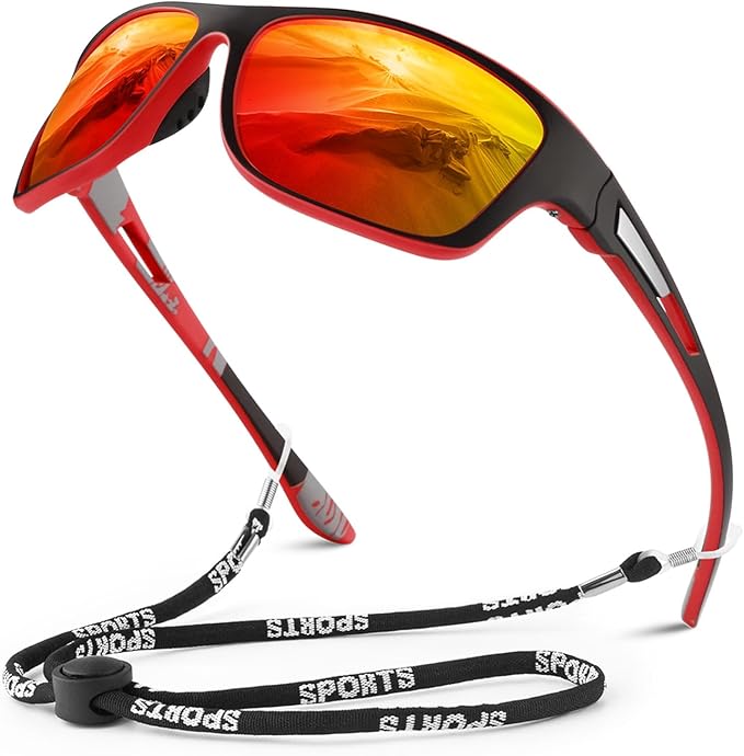 Polarized Sports Sunglasses for Men Women,Fishing Driving Rectangular Goggles UV400 Protection-StrideForce Fitness