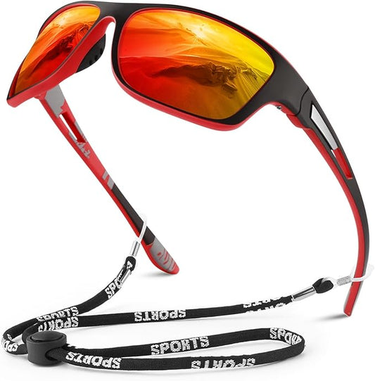 Polarized Sports Sunglasses for Men Women,Fishing Driving Rectangular Goggles UV400 Protection-StrideForce Fitness