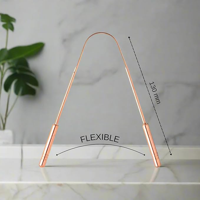 Copper Tongue Scrapers Set (2 Pack) – Solid, Unplated 100% Pure Copper for Adults and Kids| Ergonomic U-shape, Low-gag Design| Reusable Tongue Cleaner| Daily Oral and Hygiene Tool