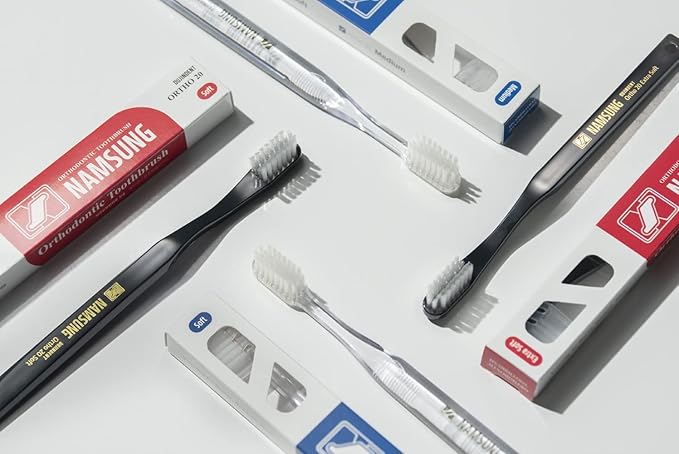 Orthodontic Toothbrush for Braces [4 Packs][Made in Korea] V Trim Cutting American Bristles Braces Toothbrush for Brackets and Wires Cleaning (Ortho Compact 20 Extra Soft, 4 Pack)