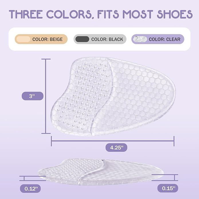 Metatarsal Pads for Women, Ball of Foot Cushions, Heel Inserts, High Heel Comfort Pads (2 Pairs), Anti Slip, Invisible Design-StrideForce Fitness