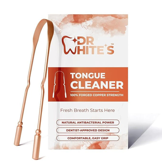 Dr. White’s Copper Tongue Cleaner – Dentist-Formulated Dual-Grip Design for Fresh Breath & Everyday Oral Detox – 100% Forged Copper, For Adults & Kids, Rust-Resistant, Built to Last