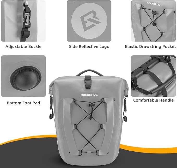 ROCKBROS Bike Panniers Waterproof Bike Rear Rack Bag Max 30L Large Capacity Bike Rear Panniers for Cycling Traveling Commuting-StrideForce Fitness