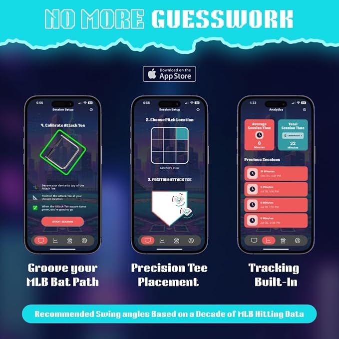 Baseball and Softball Batting Swing Trainer, Attack Tee Helps Master Your Own Perfect Swing Path with AI App Swing Trainer, Perfect for Softball or Baseball Batting-StrideForce Fitness