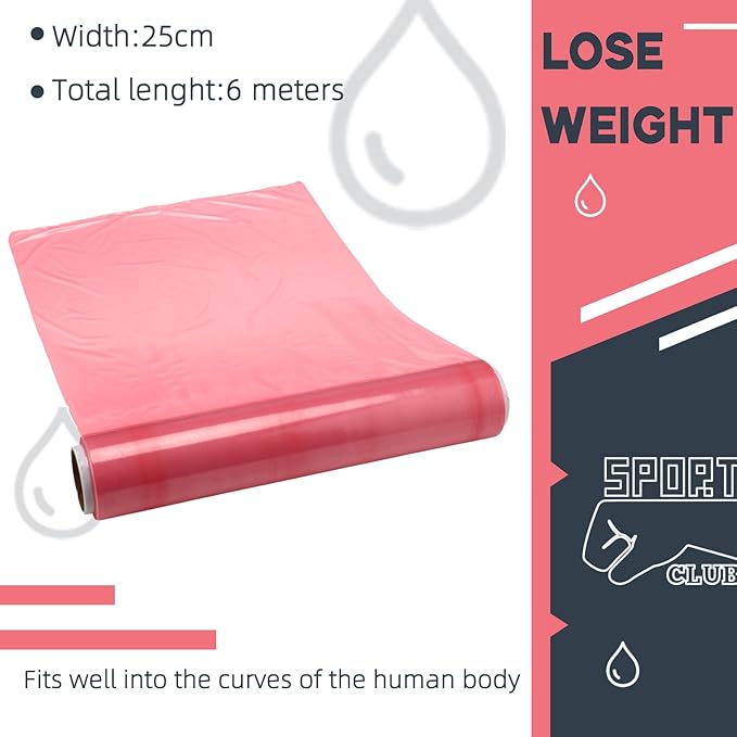 60 Meters Rose Red Osmotic Plastic Body Wrap, Workout and Sweat Enhancer Stomach Wrap Body Wrap Film Applicator Power Wrap(1 Rolls)-StrideForce Fitness
