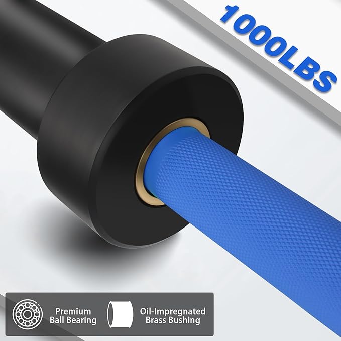 7ft Olympic Barbell for Strength Training and Olympic Weightlifting, 500 700 1000LBS Capacity Available, 2 Inch Bar for Squats, Home Gym Fitness Equipment, Bench Press, Deadlift,Powerlifting-StrideForce Fitness