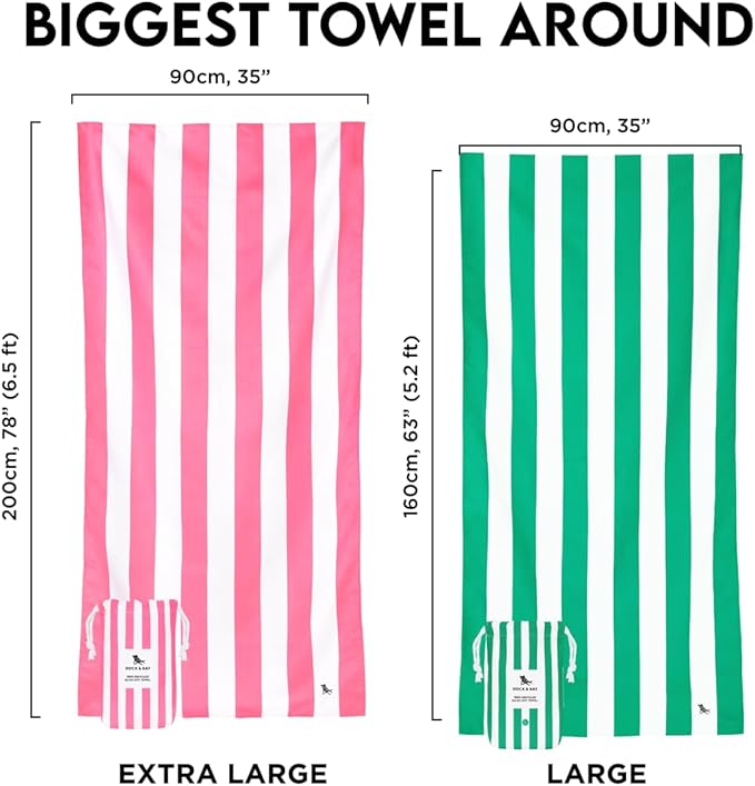 Dock & Bay Quick Drying Towel - for Sports & Gym - Compact, Lightweight - 100% Recycled - Includes Bag - Cabana - Set of 6, Large (160x90cm, 63x35)-StrideForce Fitness